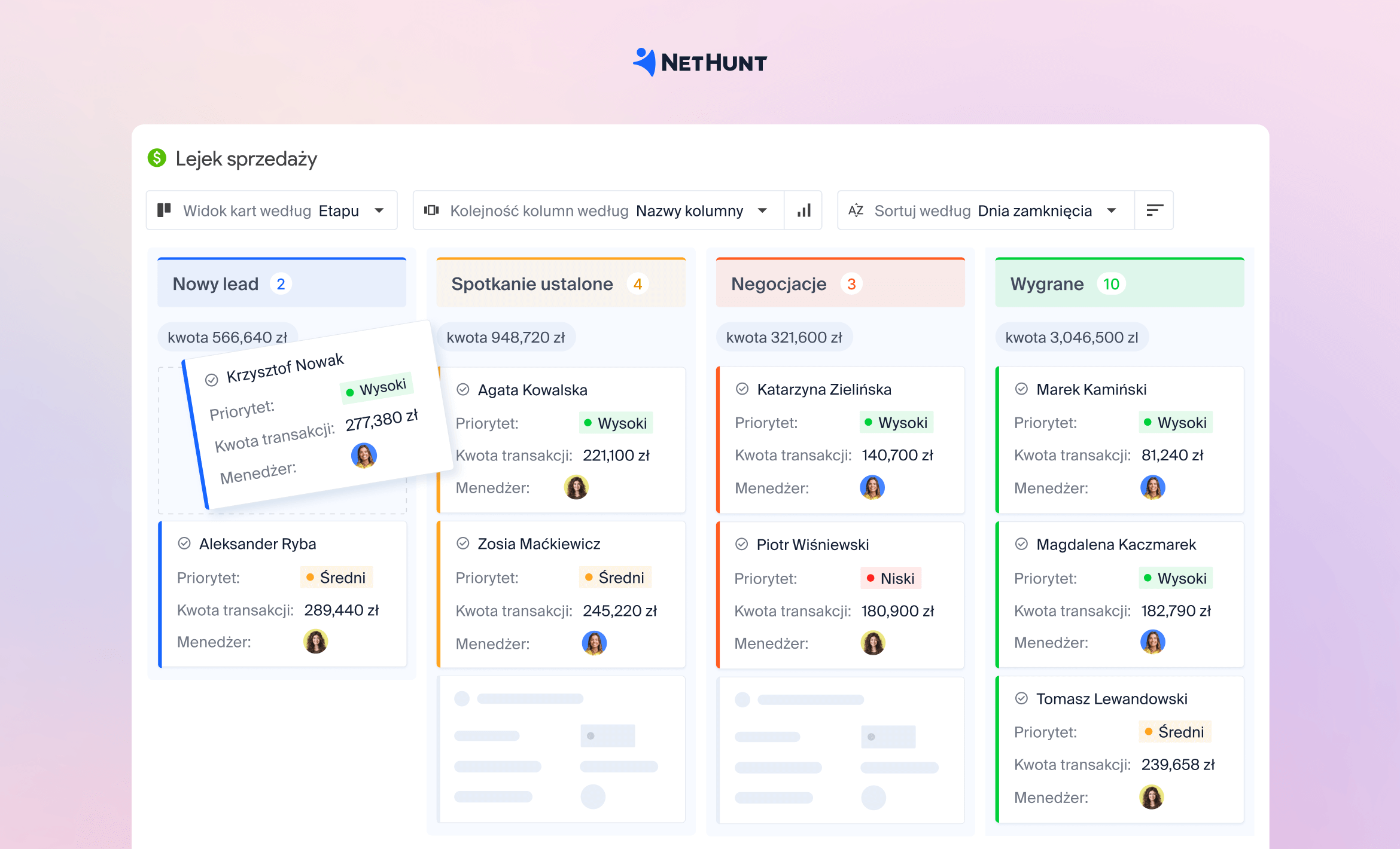 Lejek sprzedaży w NetHunt CRM